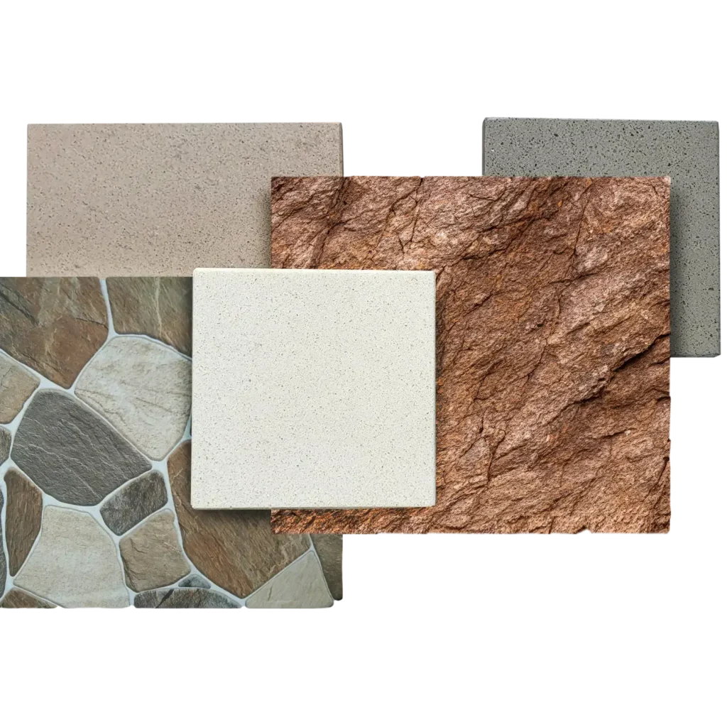 Set of concrete stones and tiles